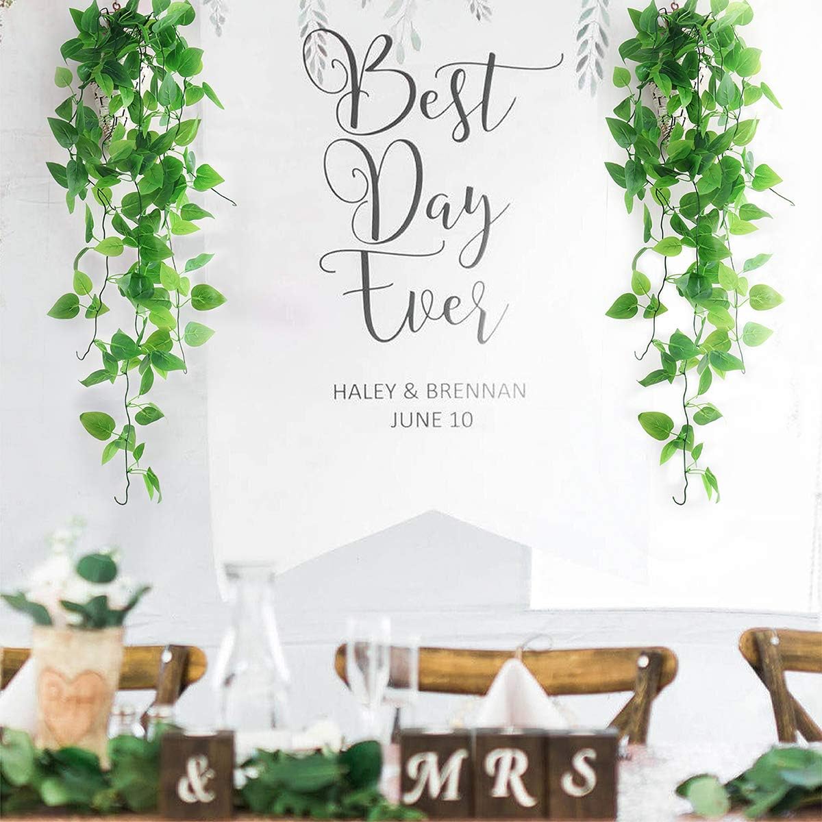 Mocoosy 2 Pack Artificial Hanging Plants with Baskets