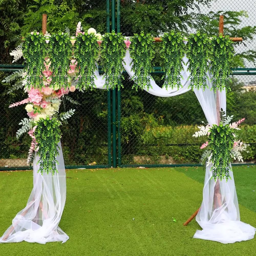 4 Pack Artificial Eucalyptus Hanging Plants for Home and Wedding Decor
