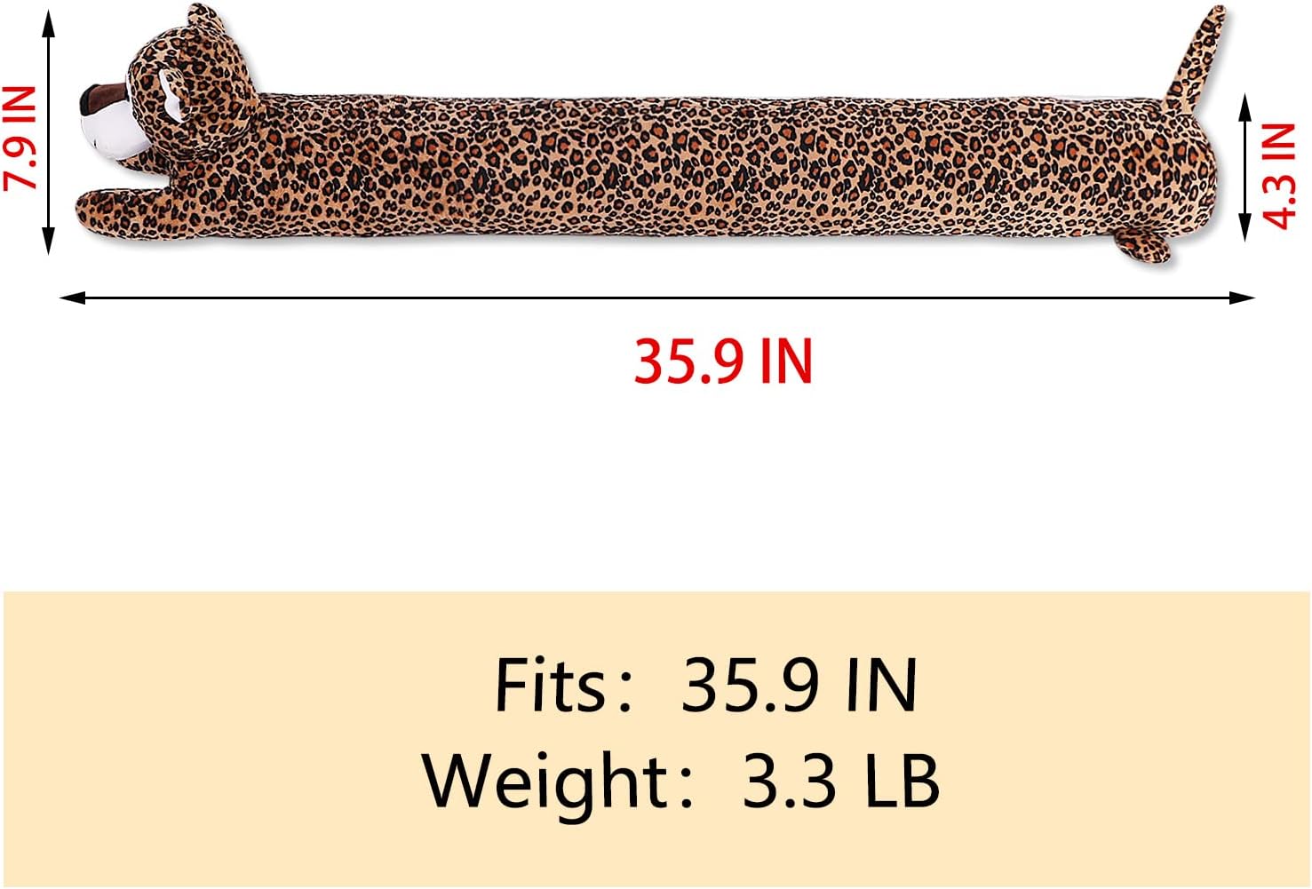 36 Inch Leopard Animal Draft Stopper for Door and Window