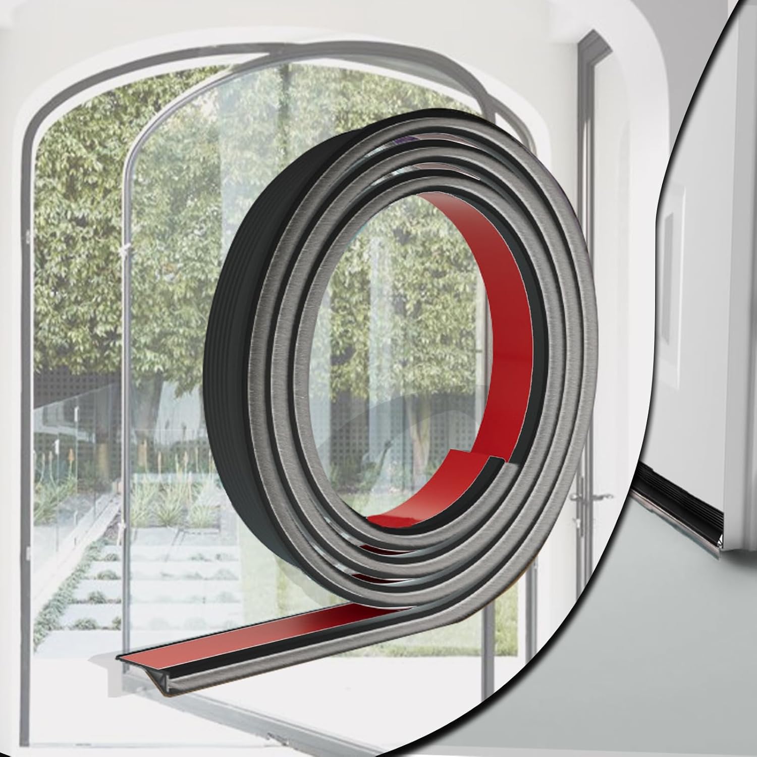 Door Draft Stopper with Brush 39 Black