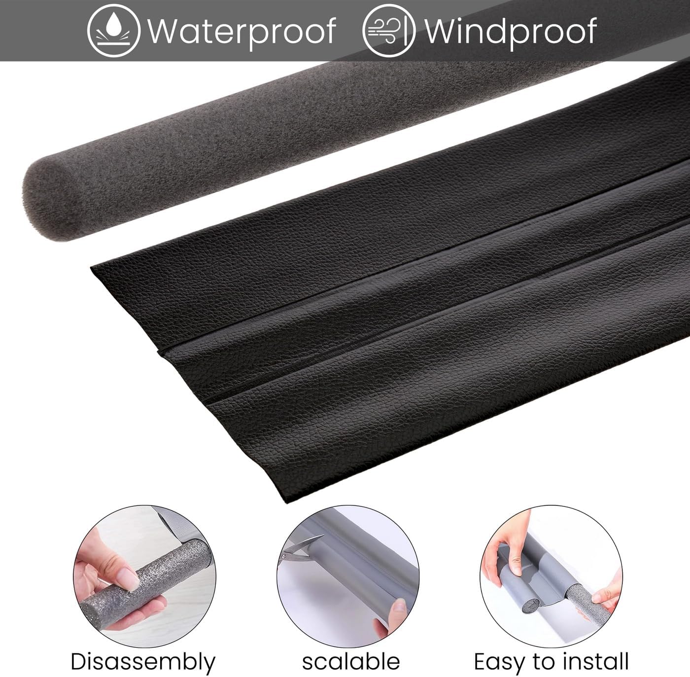 Adjustable Under Door Draft Blocker 37 Inch Black