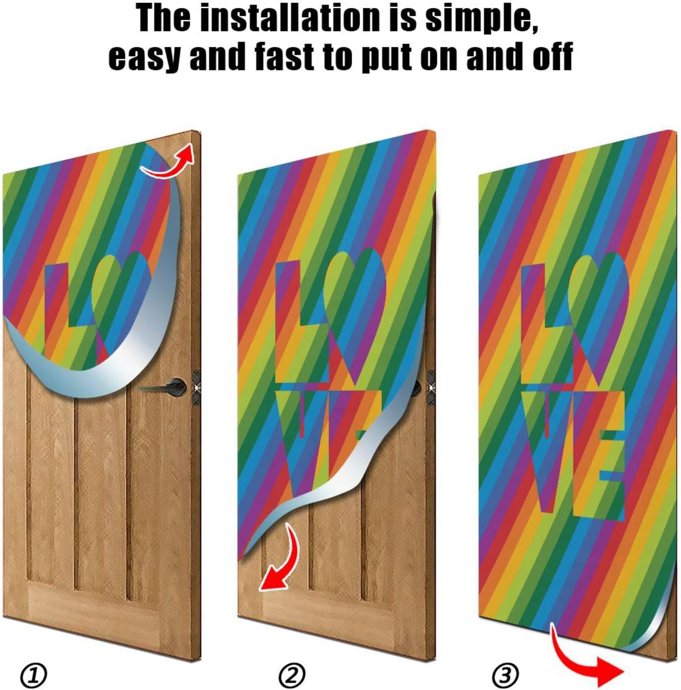 Susiyo Rainbow Love Halloween Door Cover 32x79 in 1
