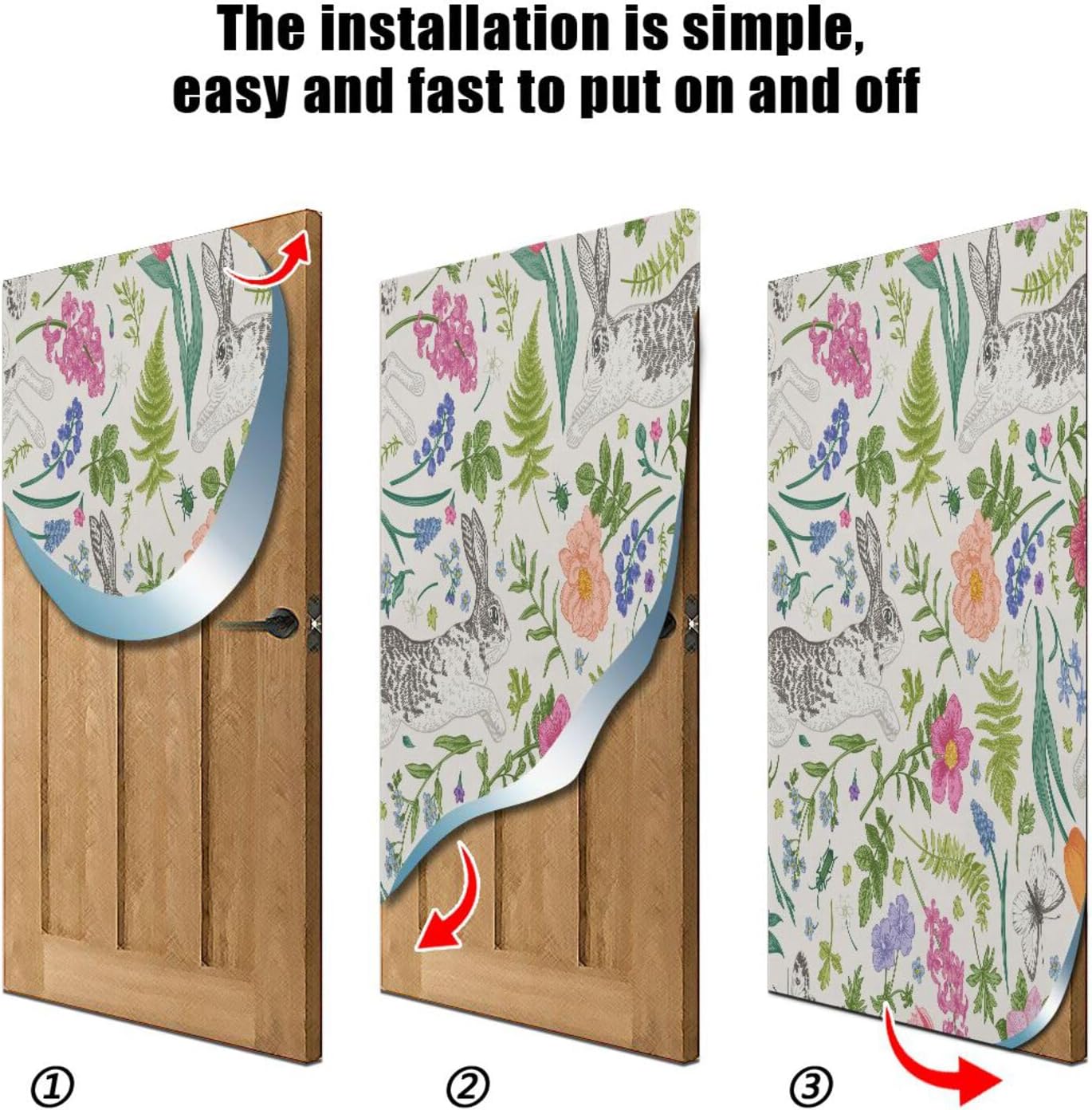 Susiyo White Butterflies and Flowers Christmas Door Cover Decoration 32x79 in