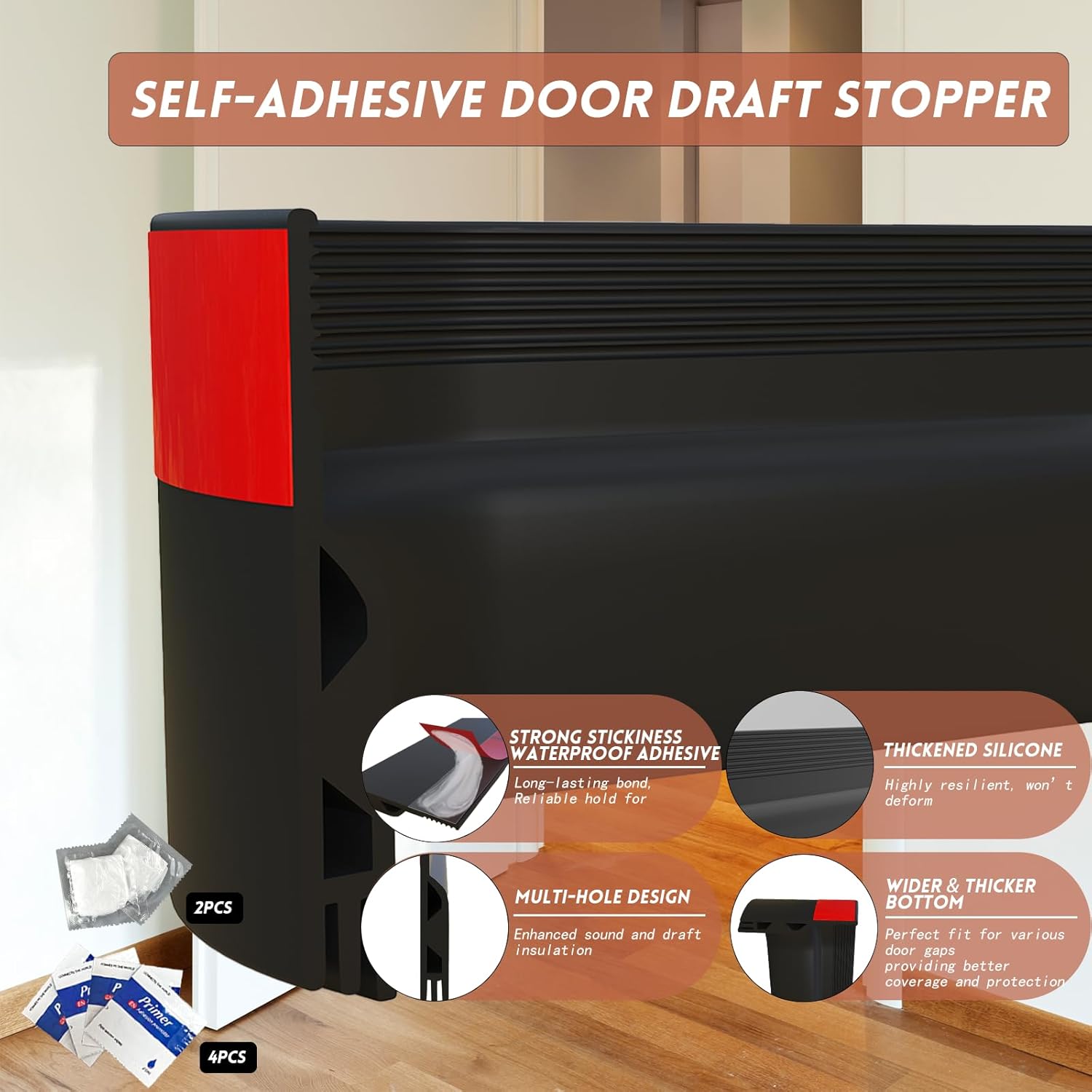 Floatlive Door Draft Stopper Black 78 Inch