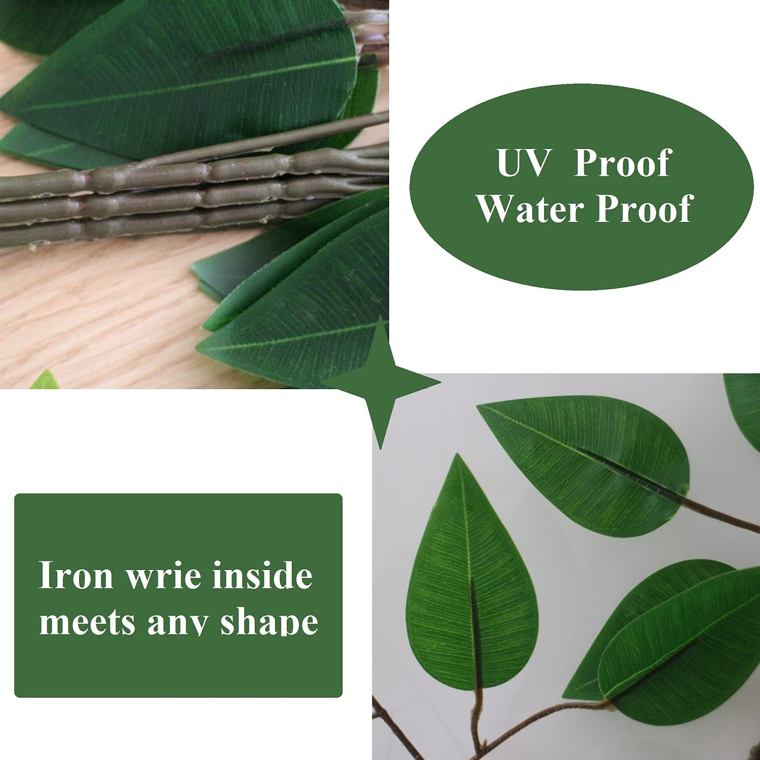 12Pcs Ficus Leaves Artificial Branches for Wedding Arch and Home Dcor