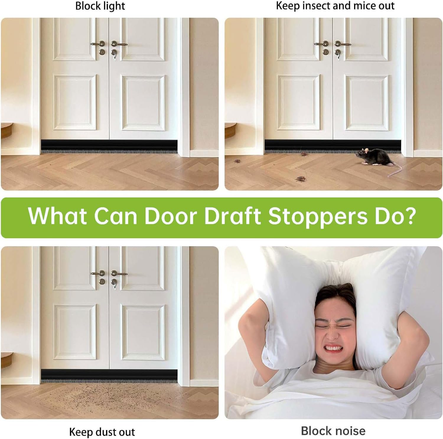 DINGLIAN 2 Door Brush Bottom Sweep Self Adhesive Draft Stopper 2 W x 39 L Black