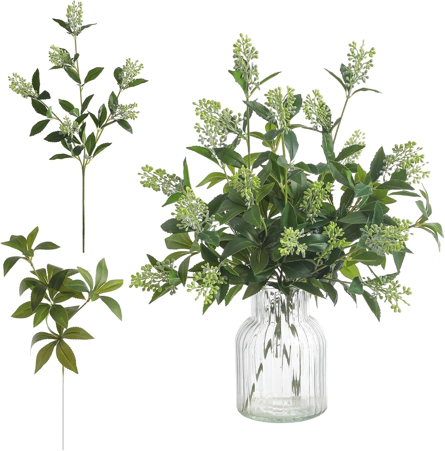 6 Pcs Artificial Eucalyptus Stems with Realistic Flower Buds and Bendable Stems for Home Decor