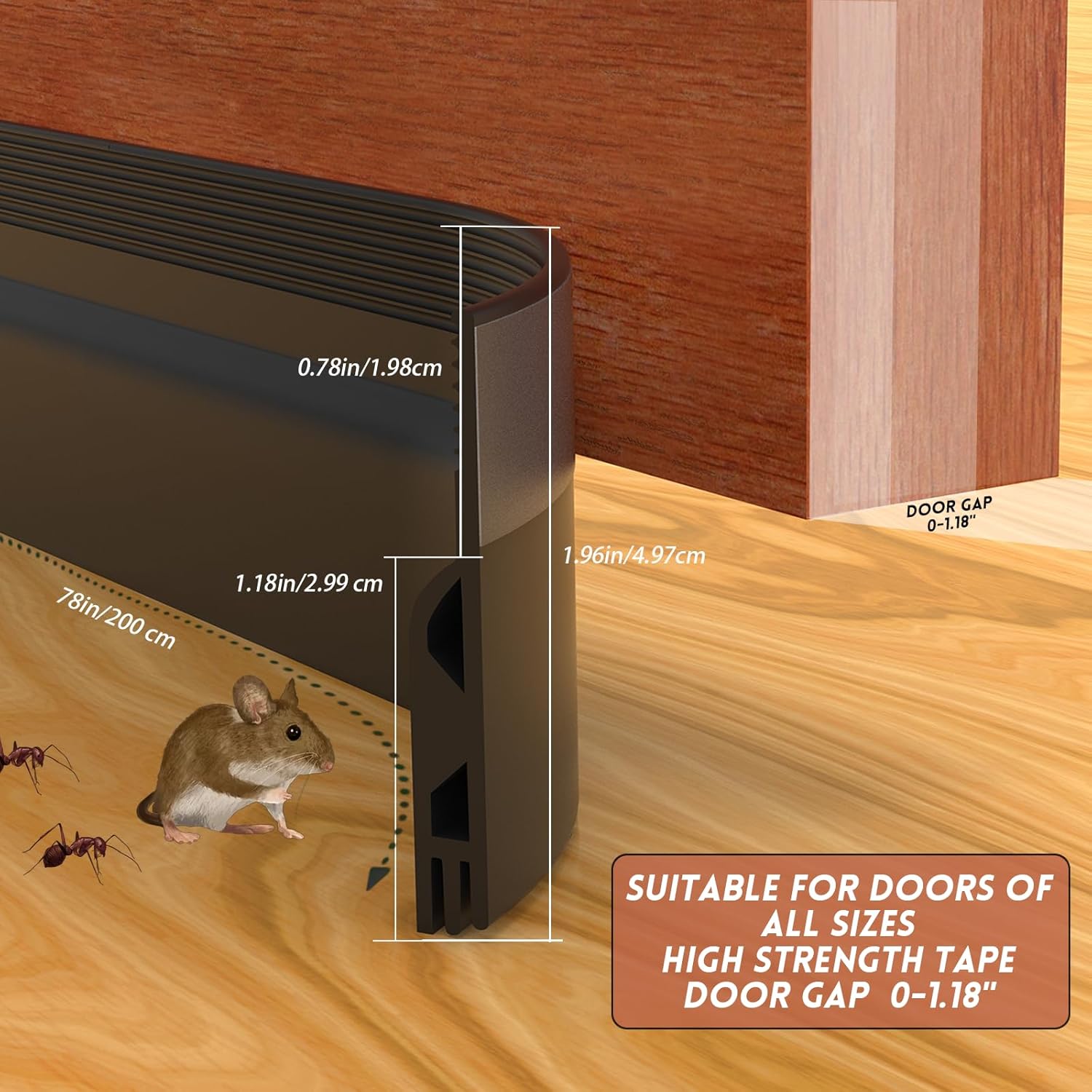 Floatlive Door Draft Stopper Black 78 Inch