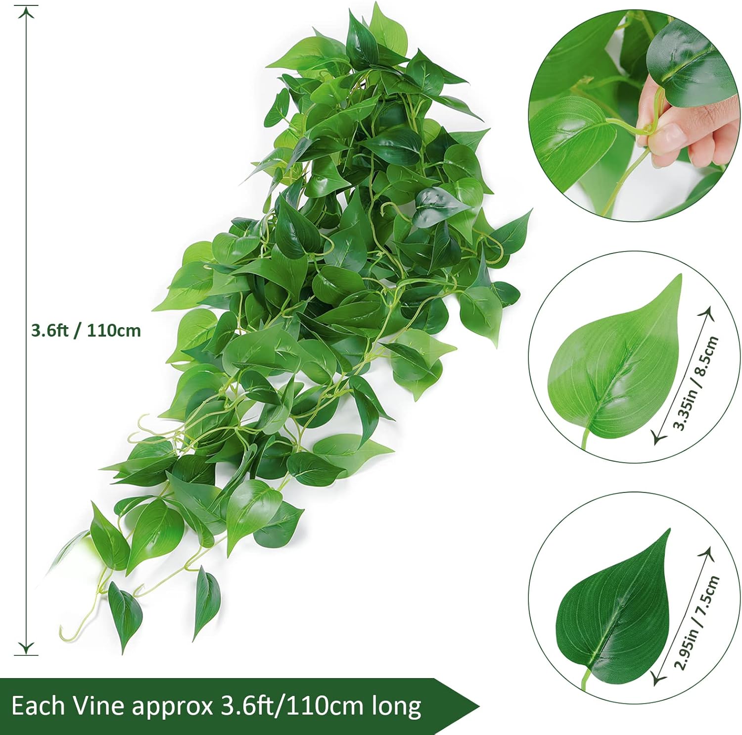 SOMYTING Artificial Hanging Plants 2pcs Faux Ivy Vines Greenery Decor
