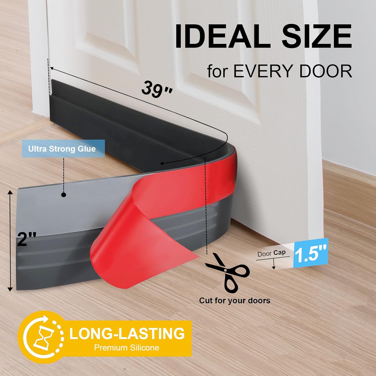 EGUARTE Door Draft Stopper 2 W x 39 L Black