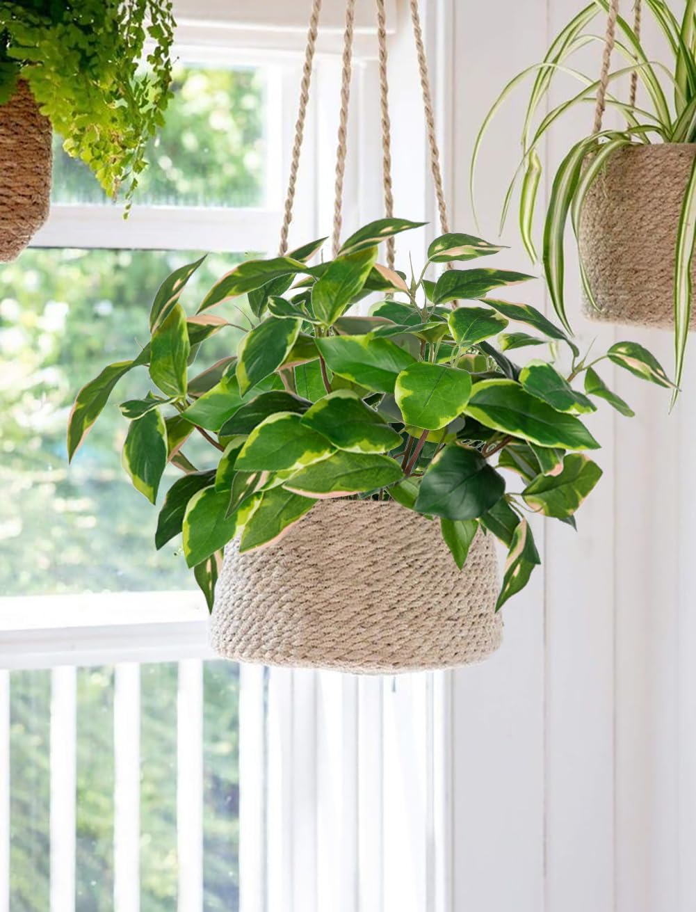Oairse 2 Bundle Artificial Pothos Stems Greenery Decor