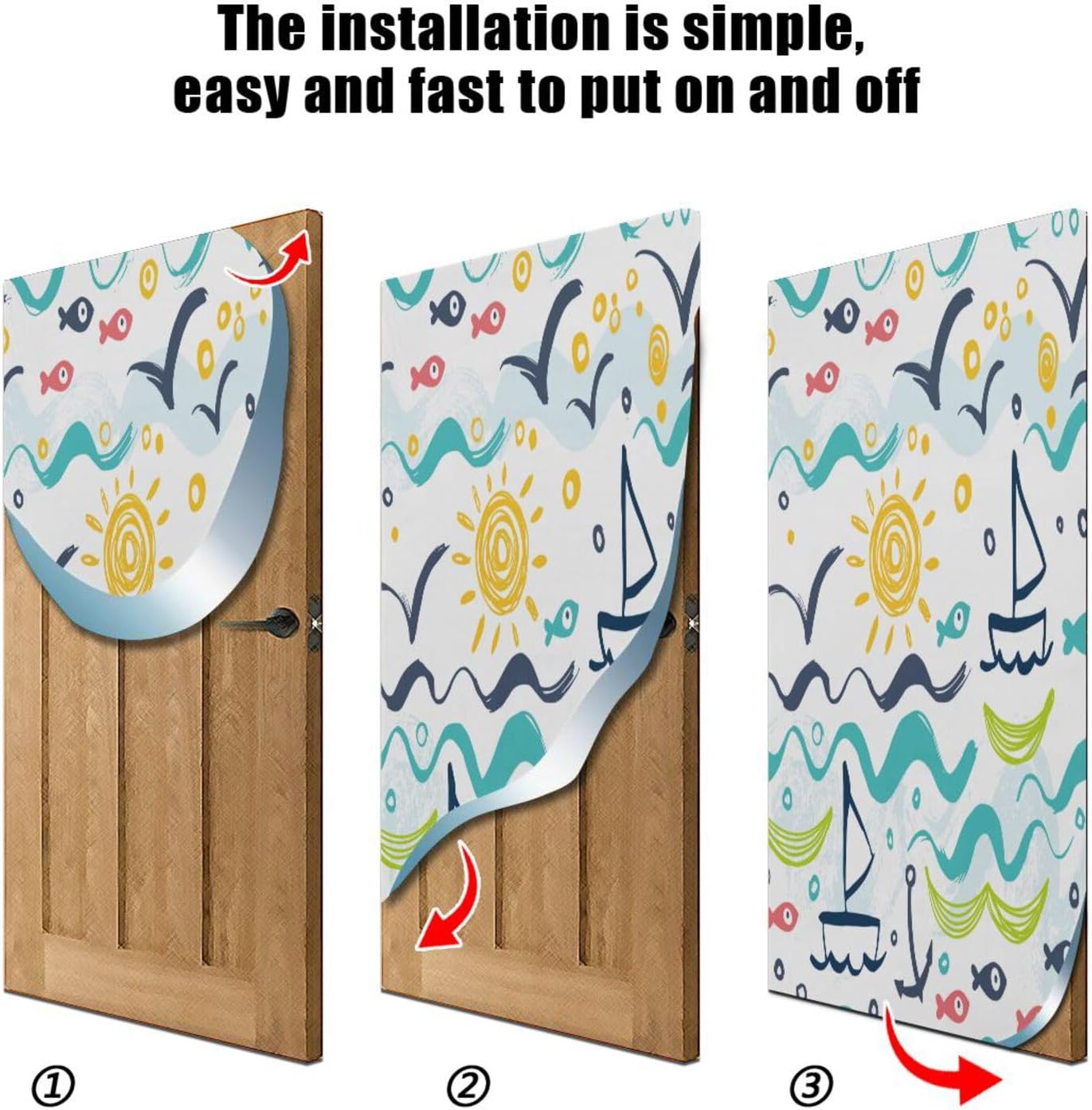 Susiyo Red Fish and Sun Halloween Door Cover