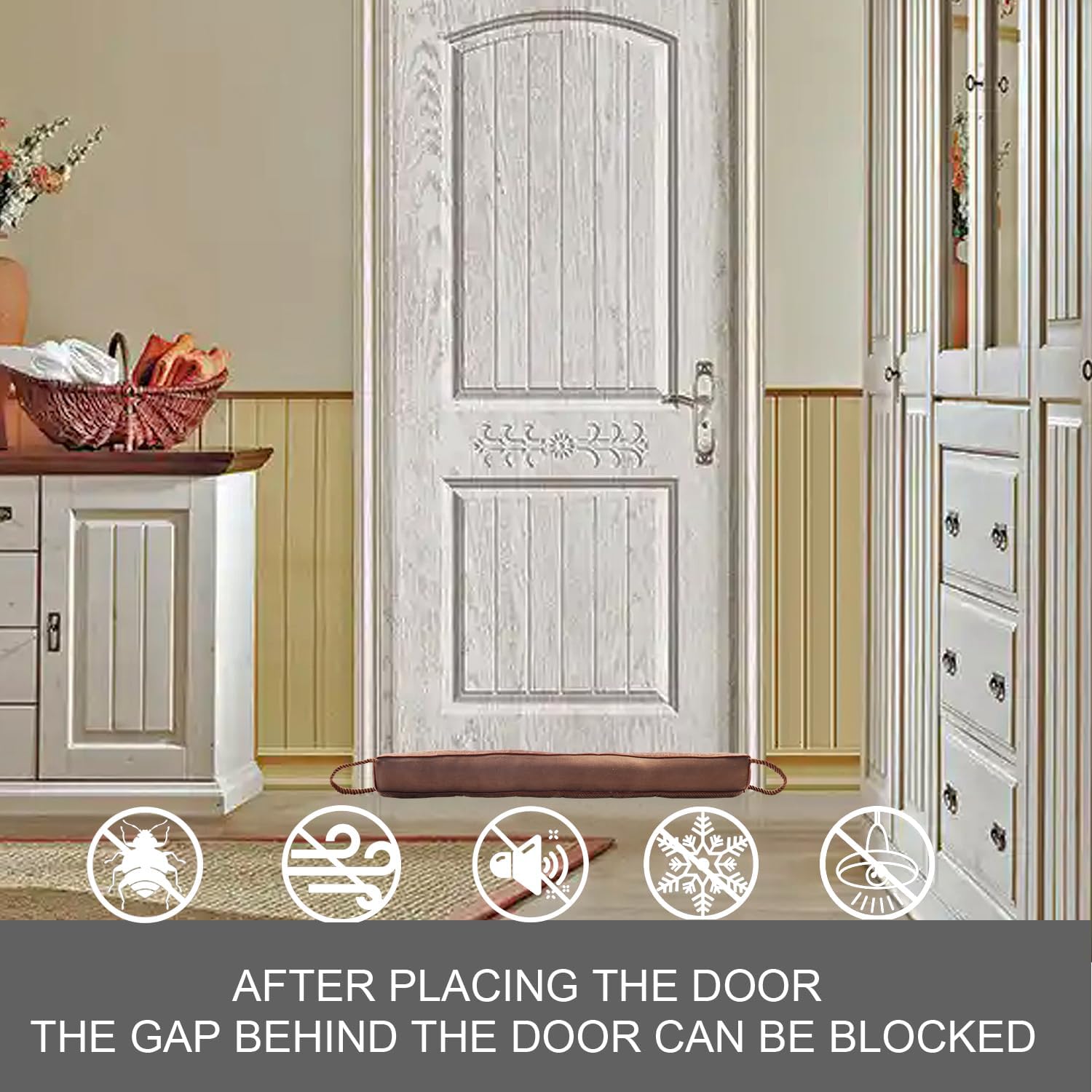 WiseTigris Door Draft Stopper Weather Stripping Noise Blocker 32 Inch Brown