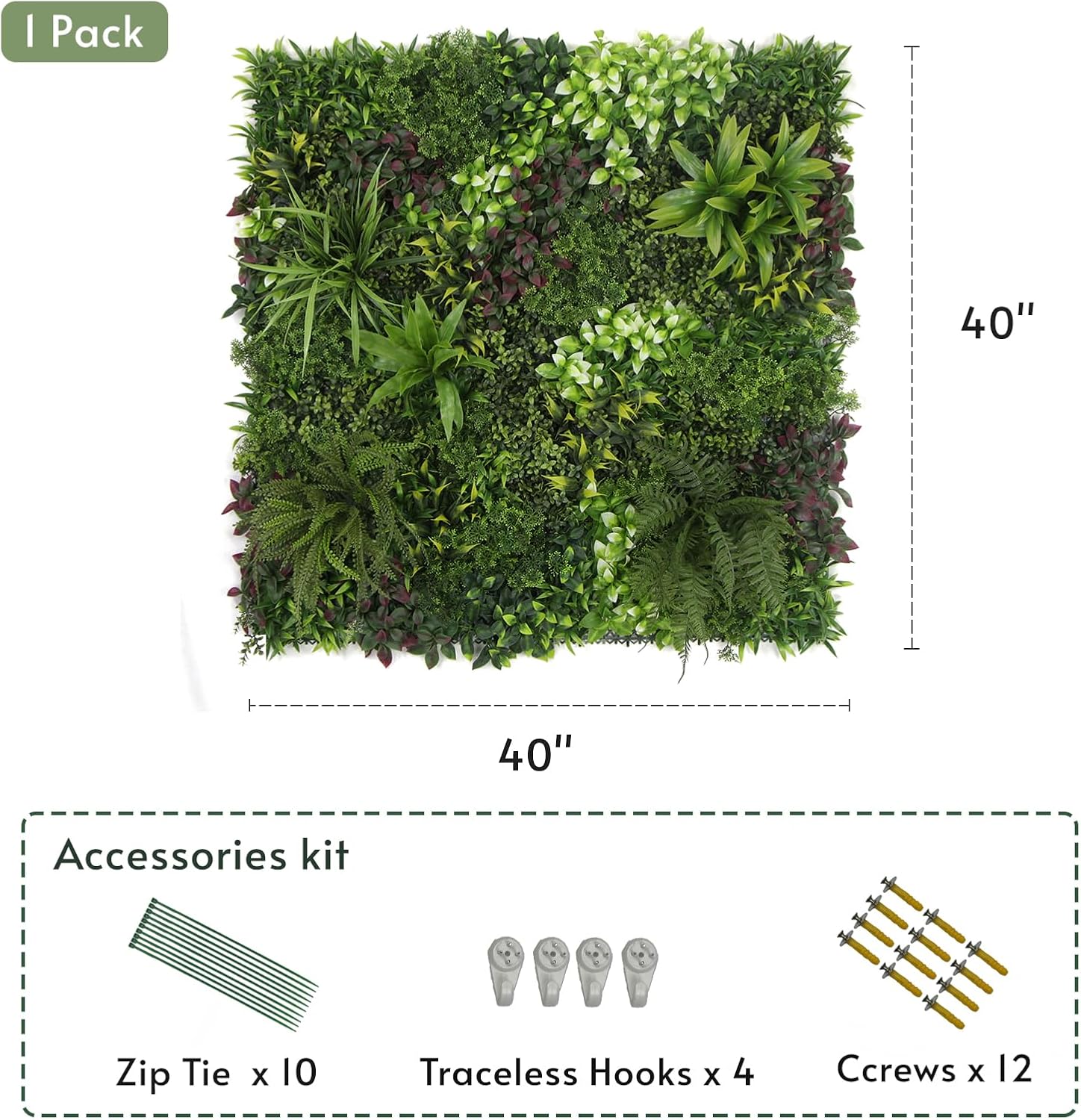 VERDEARTH 40x40 Artificial Boxwood Wall Panel