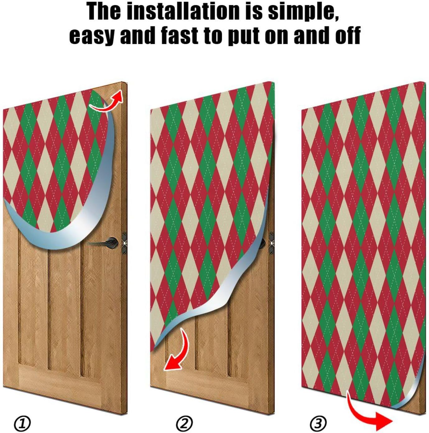 Susiyo Christmas Red Green Plaid Door Cover 32x79 in