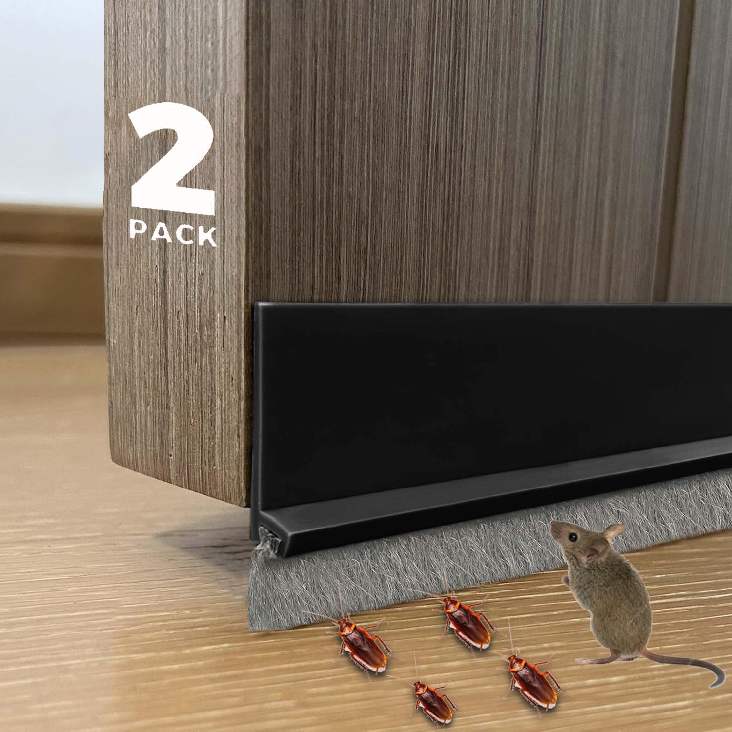 2 PCS Door Draft Stoppers with Brush Soundproof Seal for Doors