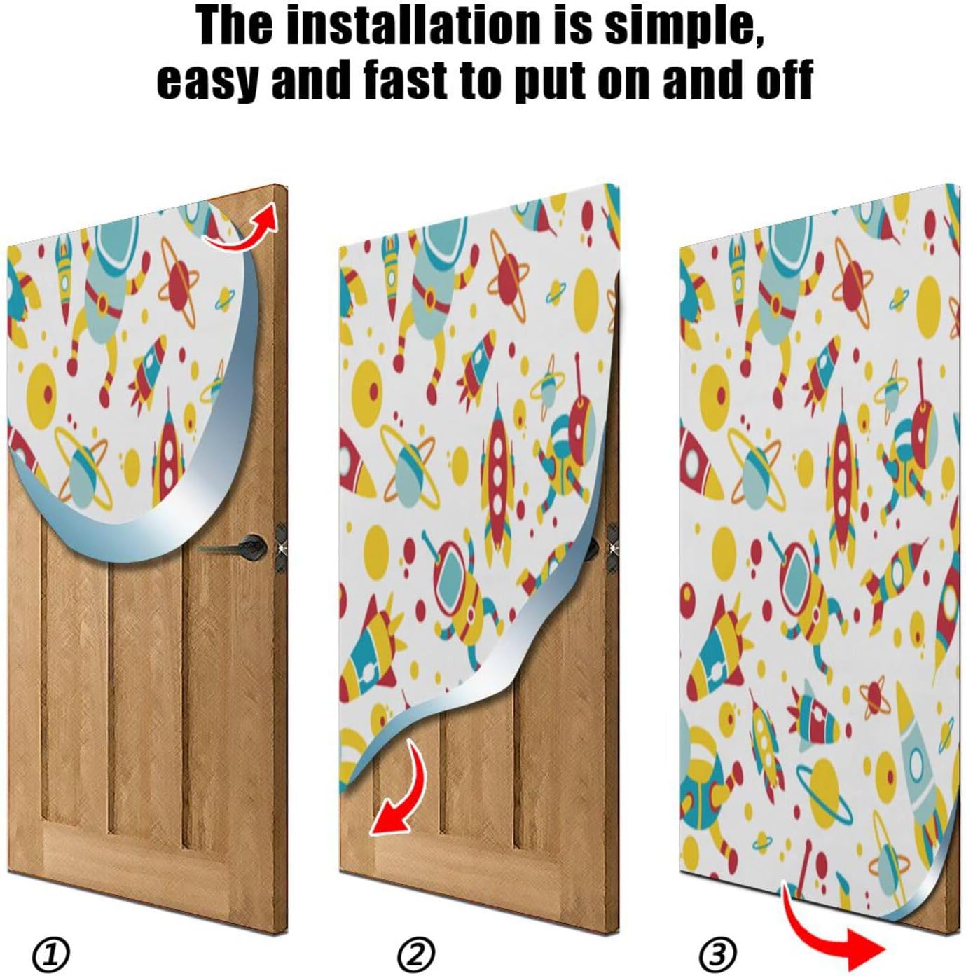 Susiyo Cartoon Spaceship Halloween Door Cover Stretch Fabric 32x79 in