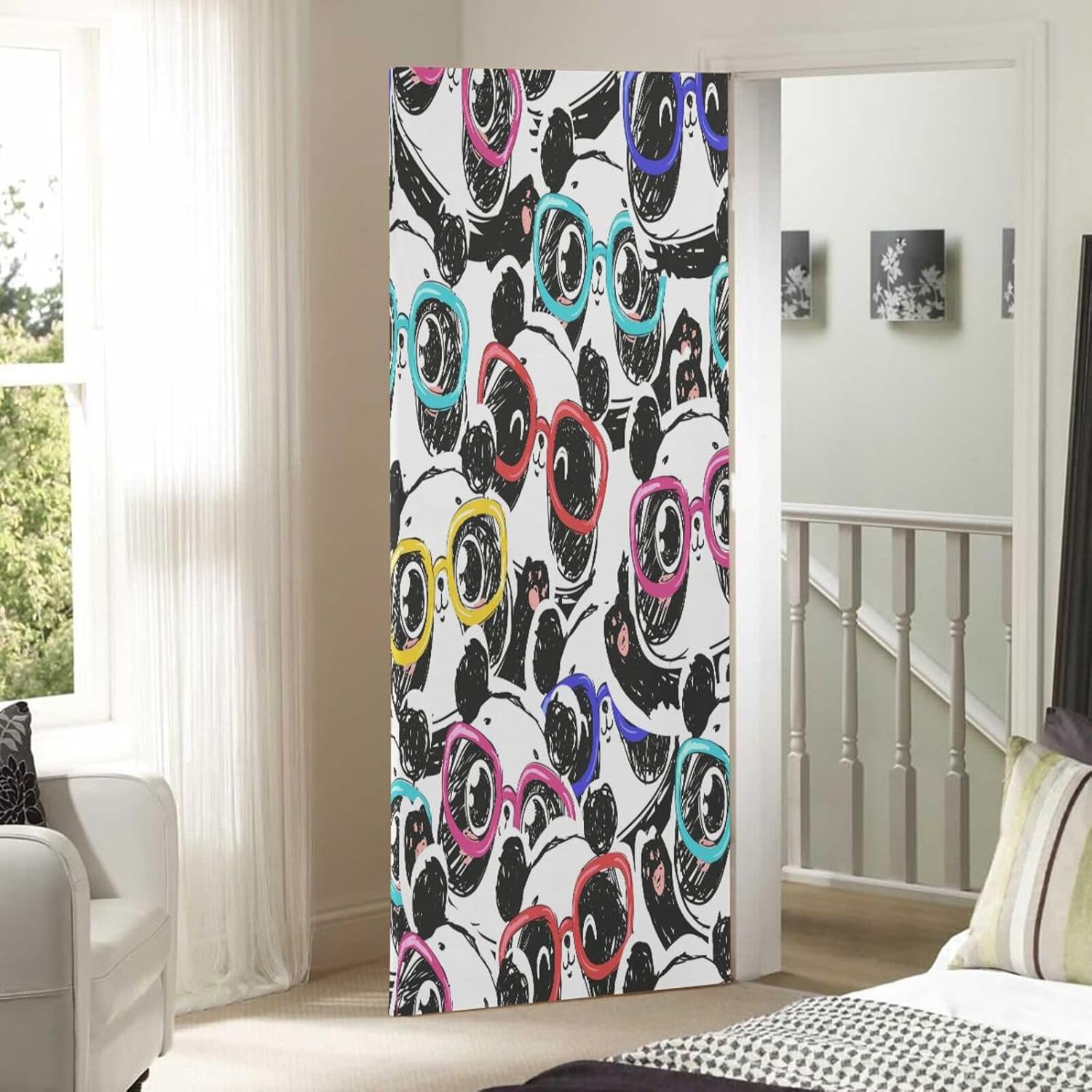 Susiyo Watercolor Cute Panda Halloween Door Cover