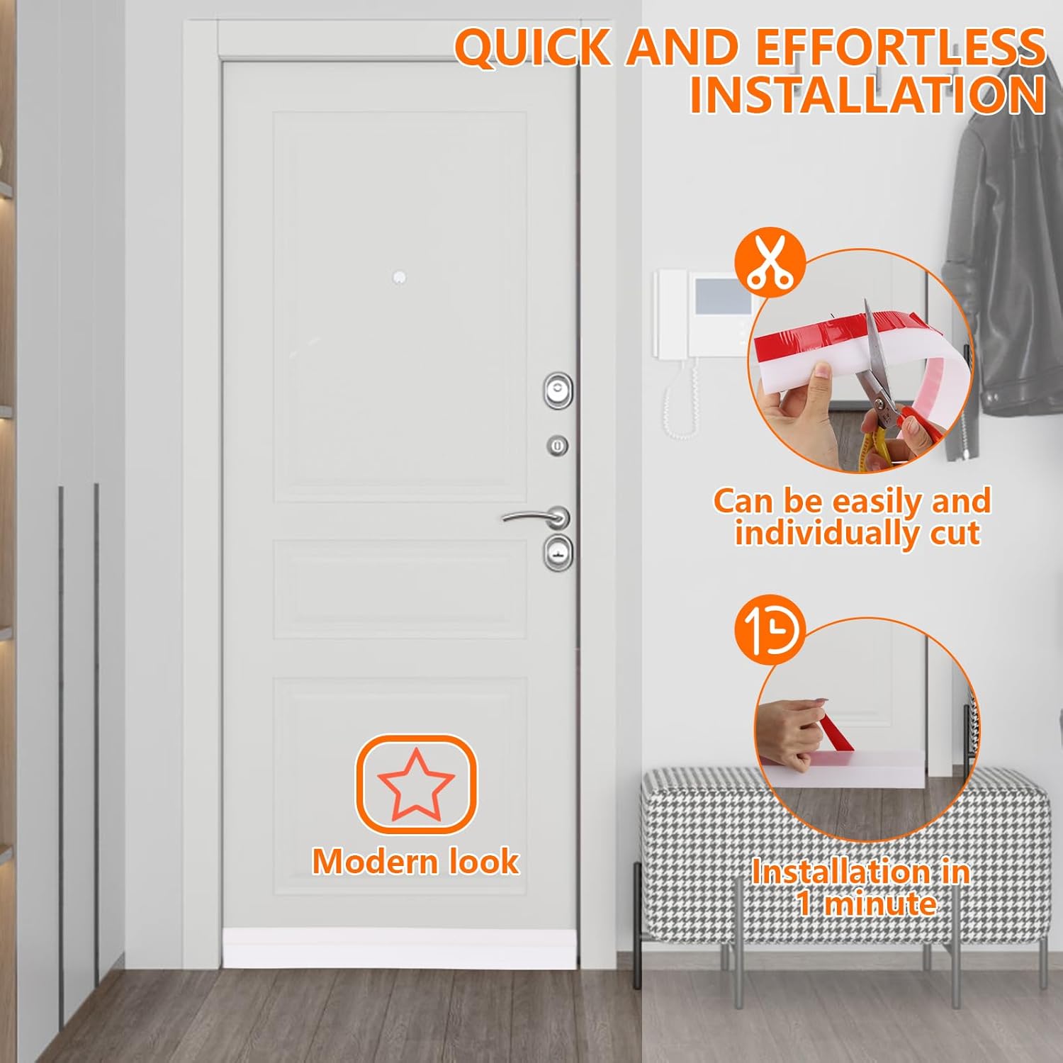 4Pcs Door Draft Stopper Silicone Under Door Seal Blocker for Noise and Dust Control