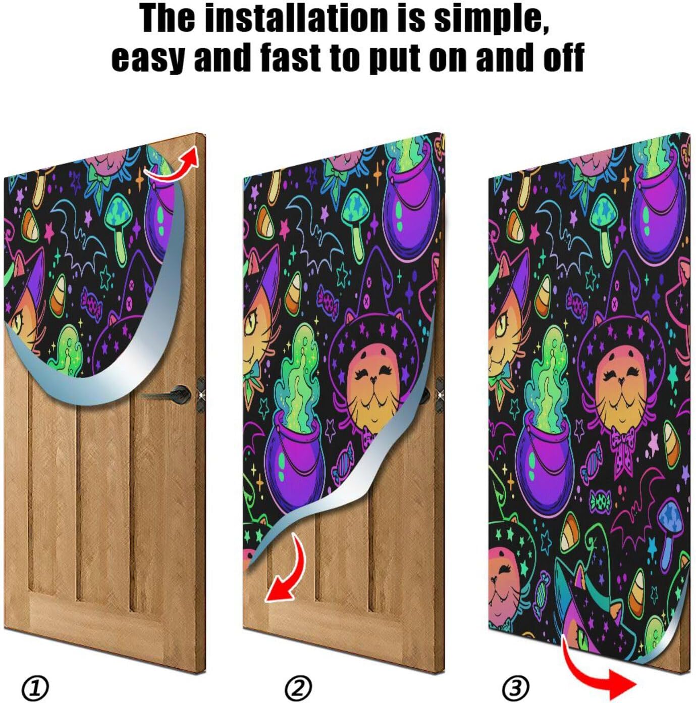 Susiyo Cute Cats Halloween Door Cover 32x79 In
