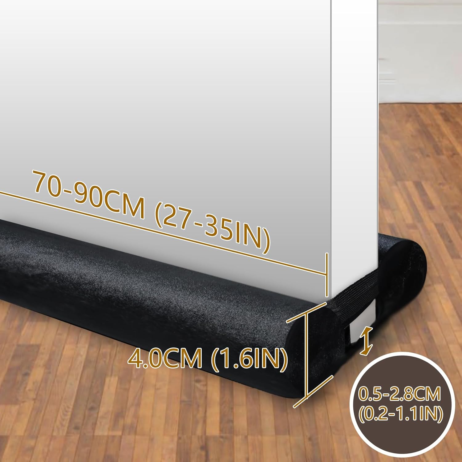 JUJIBL Under Door Draft Stopper 32 Inch No Adhesive SoundProof Black