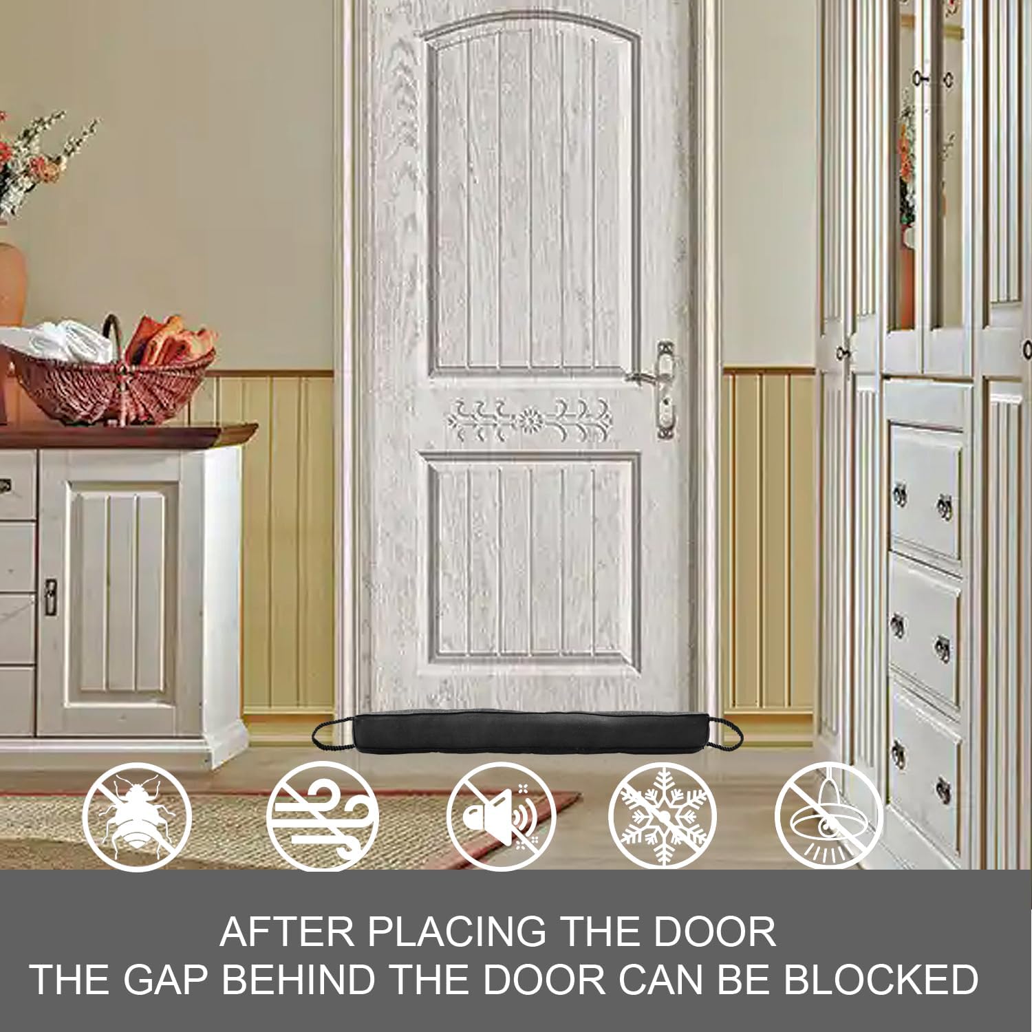 Weighted Door Draft Stopper 32 Inch Black