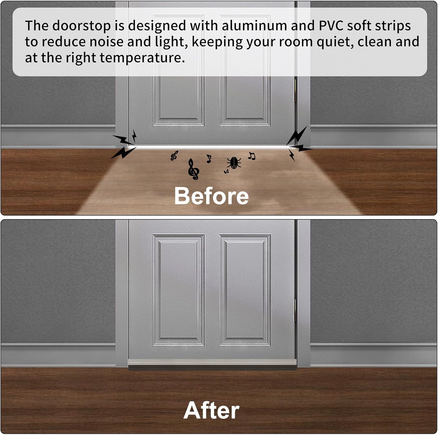 2 Pack Door Draft Stopper with Strong Adhesive Aluminum Seal