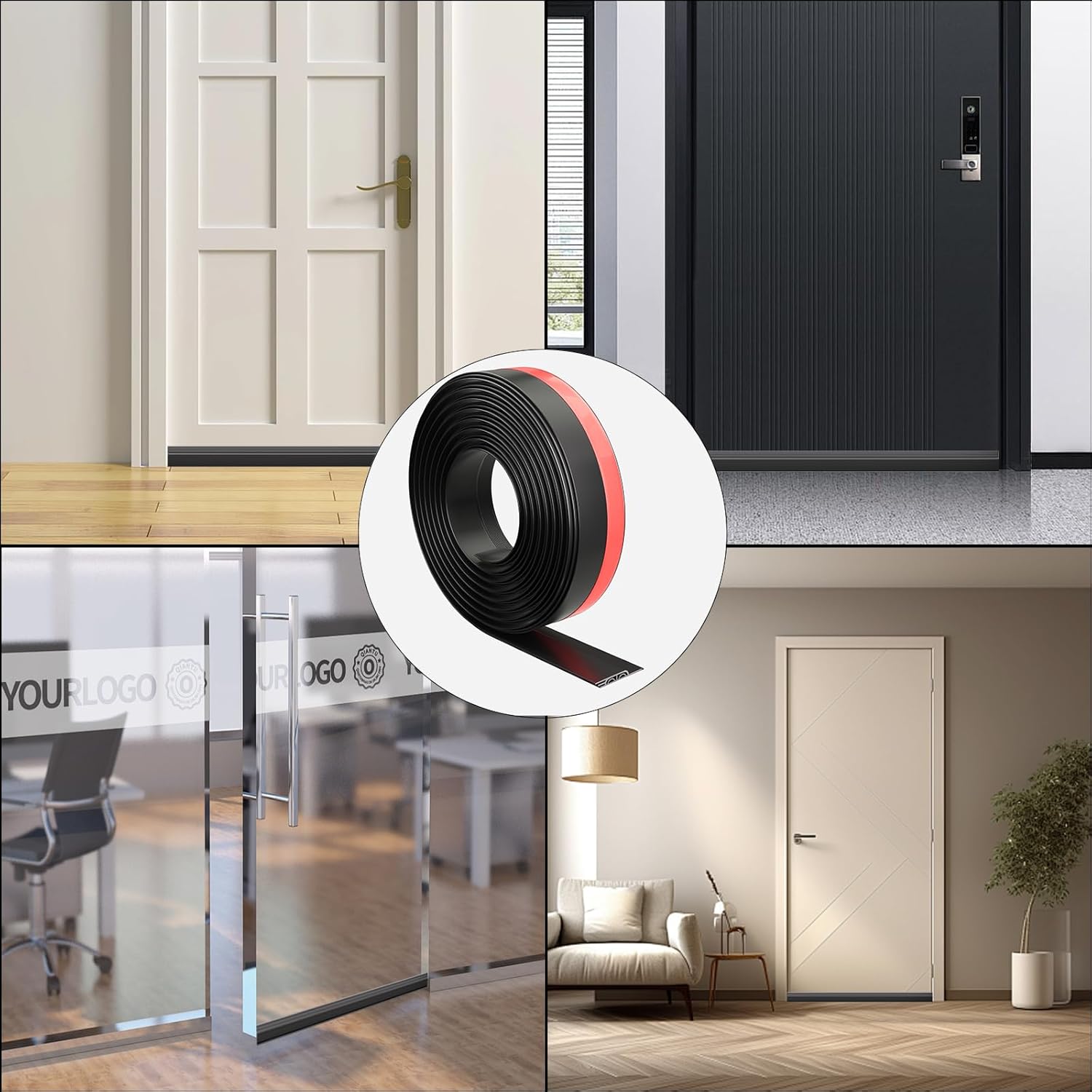 ESUFEIR 78 Inch Under Door Draft Stopper Black