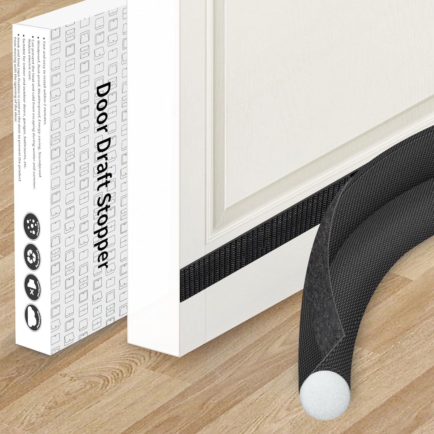 KRUI Door Draft Stopper 32 Inches Black