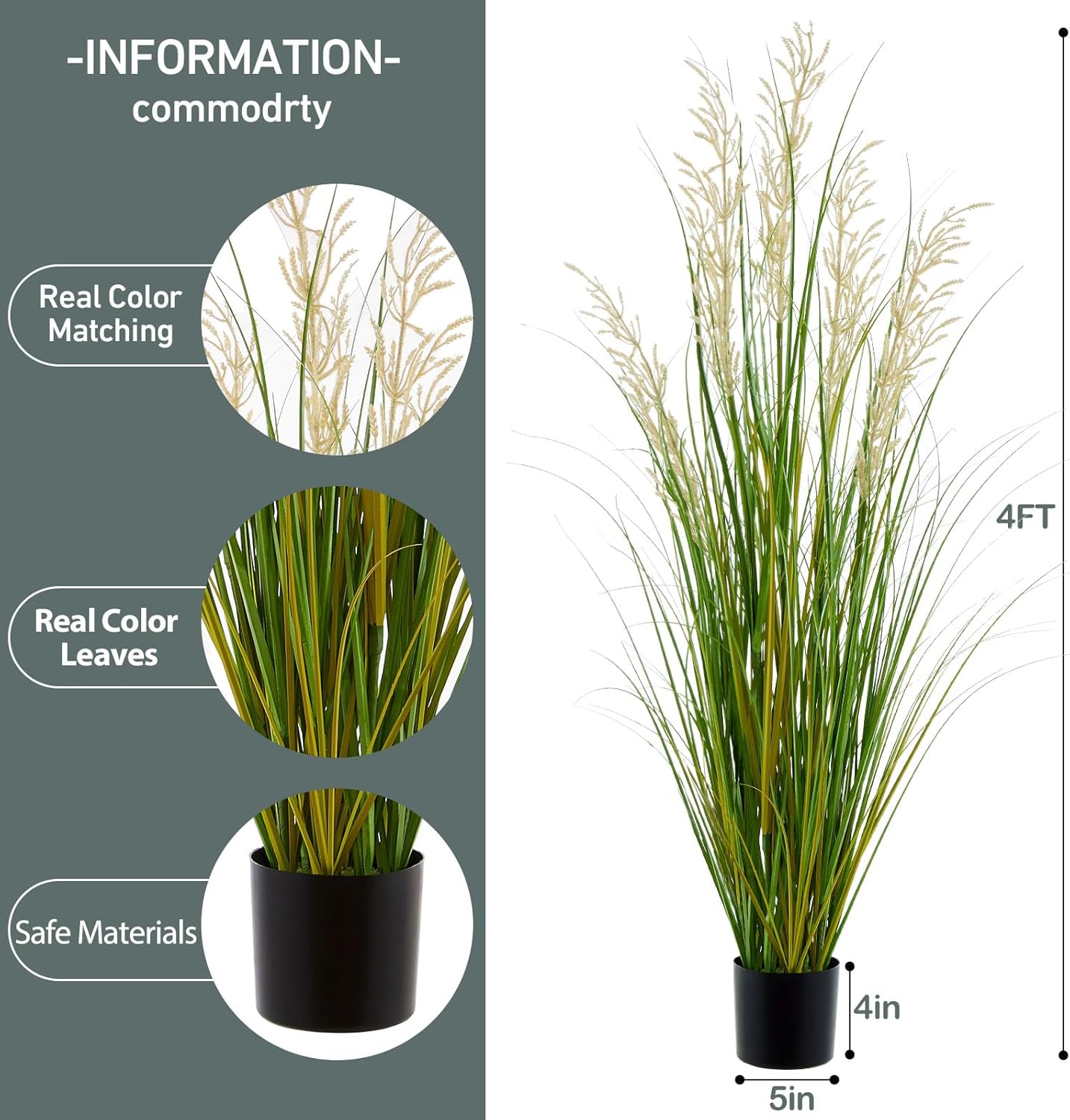 47 Inch Artificial Onion Grass Plant in Pot