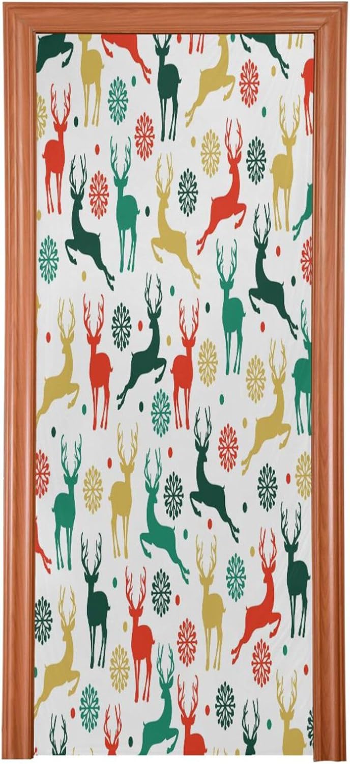 Susiyo Reindeer Snowflake Door Cover Decor 32x79 in