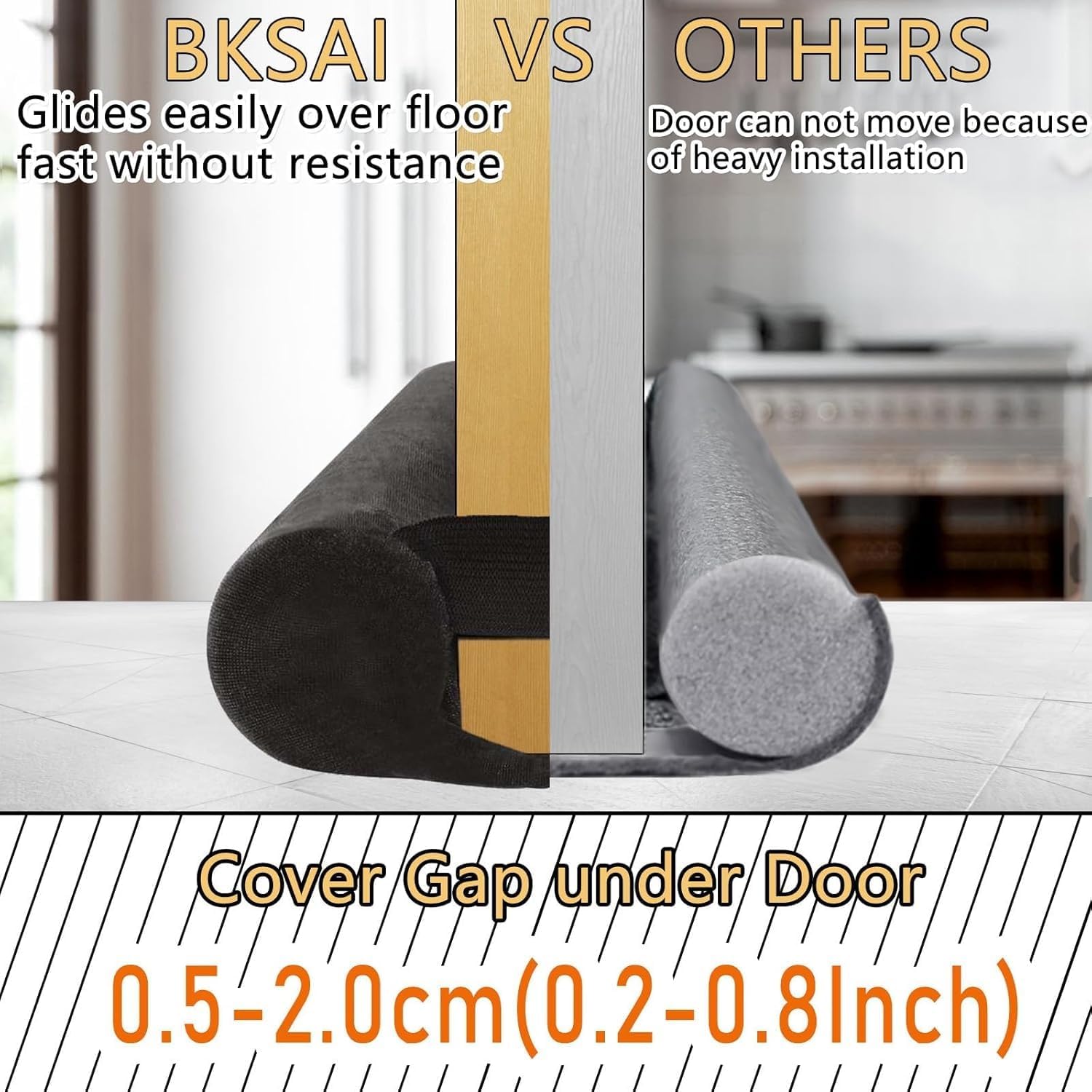 BKSAI Door Draft Stopper No Adhesive 24-29IN Brown