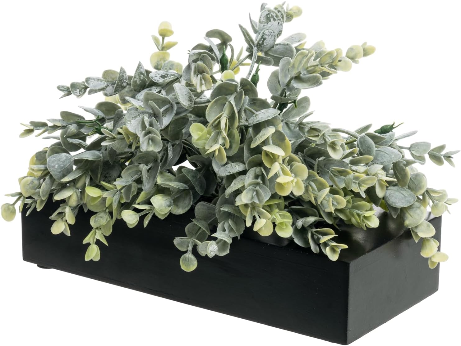 MyGift Artificial Eucalyptus Plant in Black Wood Planter