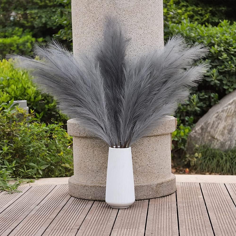 MAKHOT 5pcs Gray Pampas Grass Artificial Decor