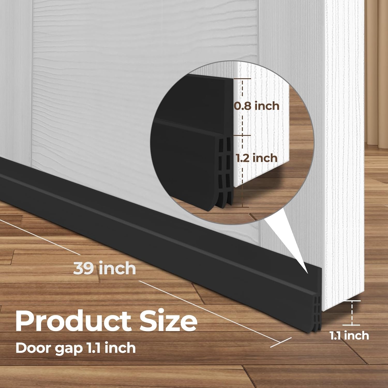 Ohuhu Door Draft Stopper Weather Strip 39 L x2 W Black