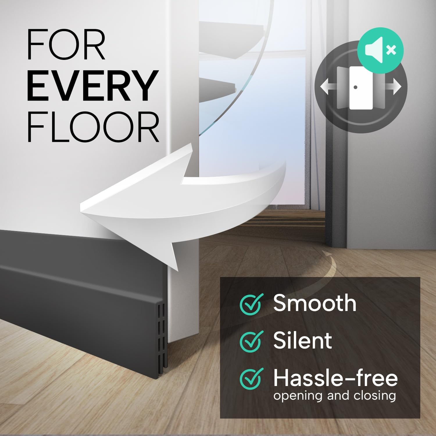 Vellure Door Draft Stopper 1 Black 2x39 Inch