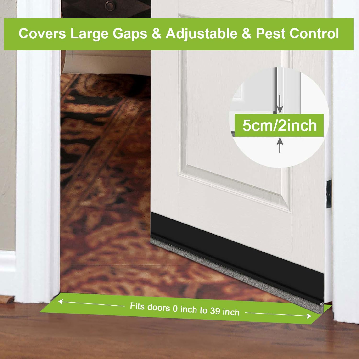 DINGLIAN 2 Door Brush Bottom Sweep Self Adhesive Draft Stopper 2 W x 39 L Black