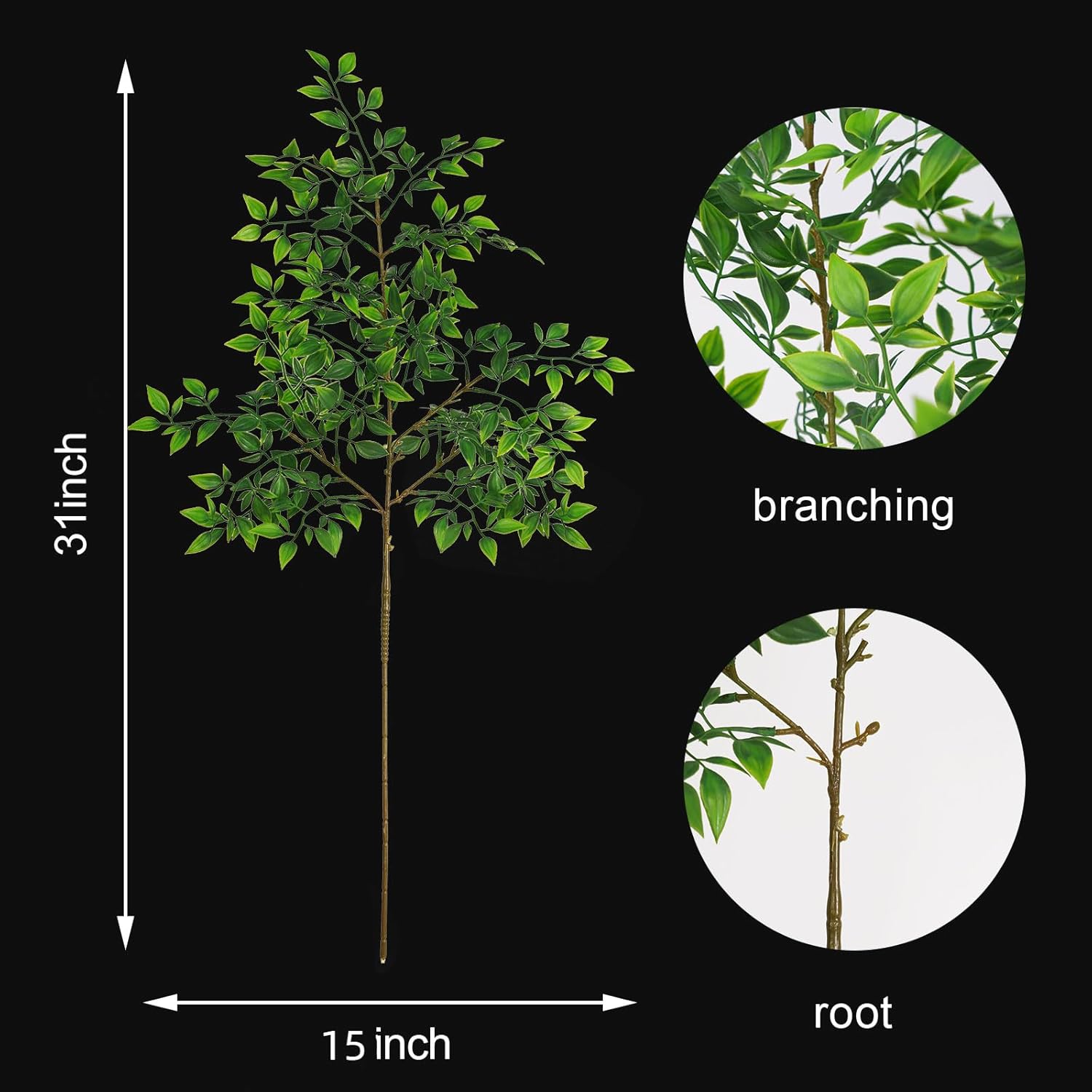 Srifoliage Artificial Plants 3PCS 31 Inch Faux Greenery Stems for Vase Decor Home Office Garden Decor