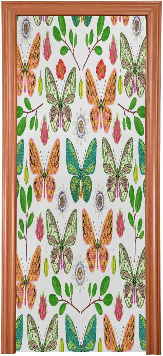 Susiyo Green Butterflies Halloween Door Cover Stretch Fabric 32x79 in