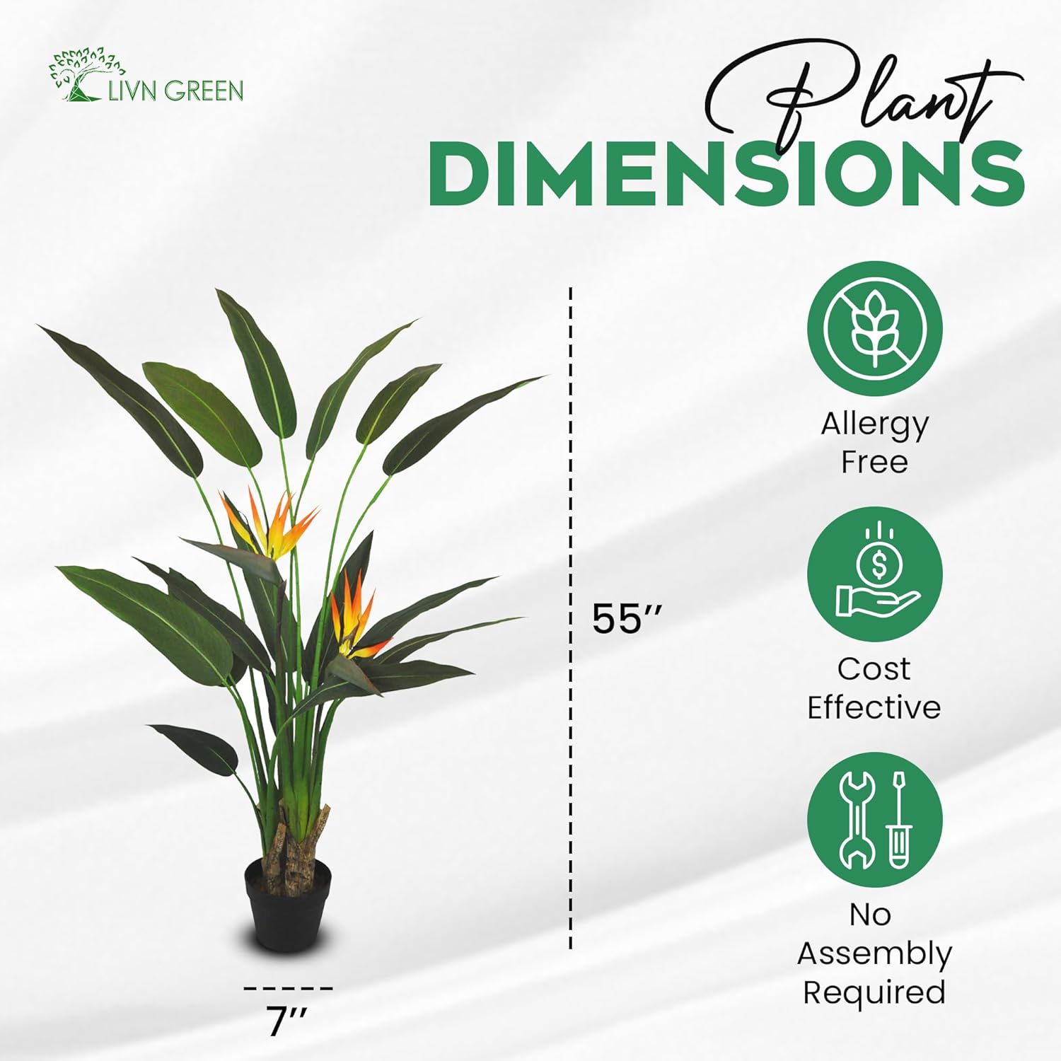 LIVN GREEN Bird of Paradise Artificial Plant 140cm
