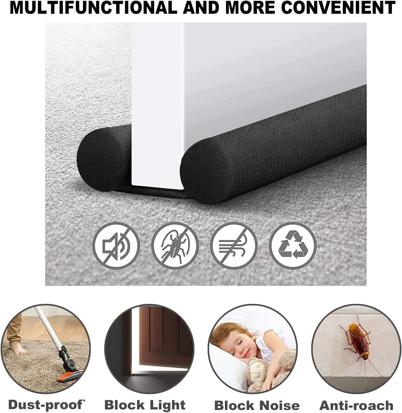 Gigbuff Cam Door Draft Stopper Black 16 Inch
