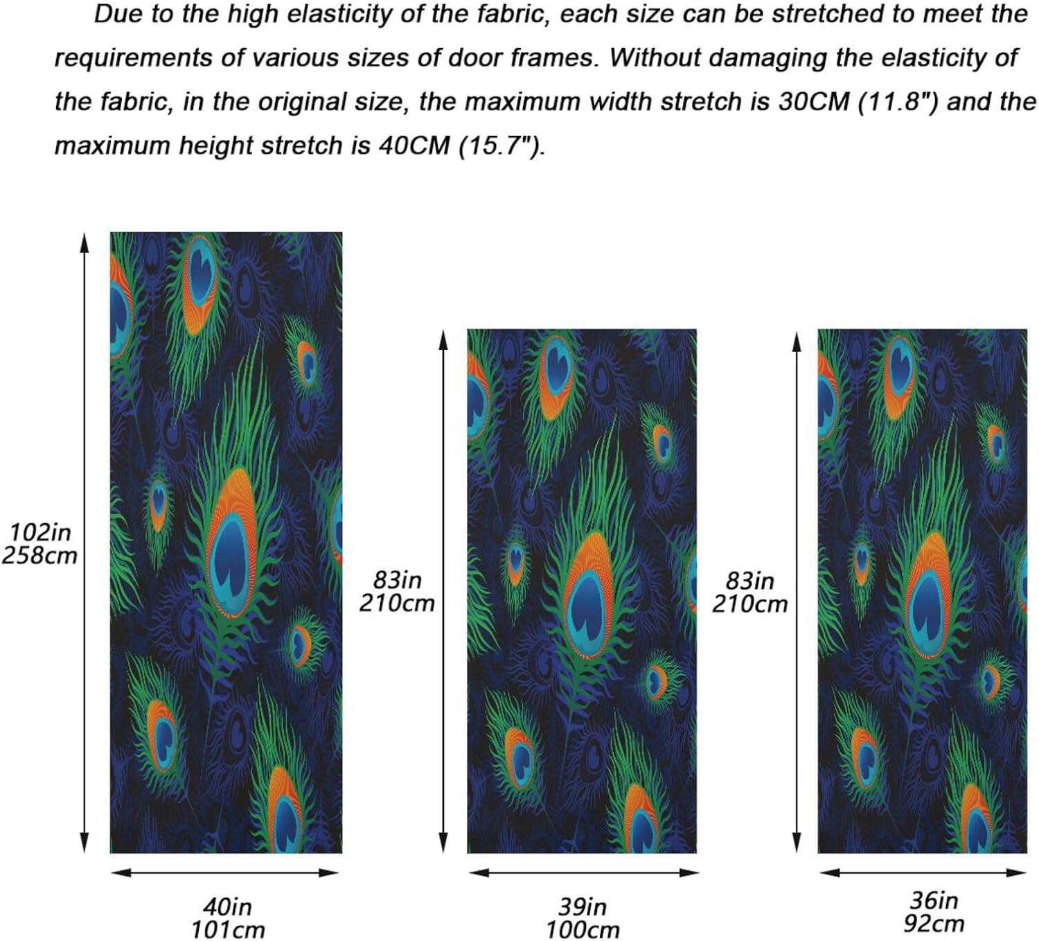 Susiyo Colorful Peacock Door Cover Halloween Decoration 32x79 in