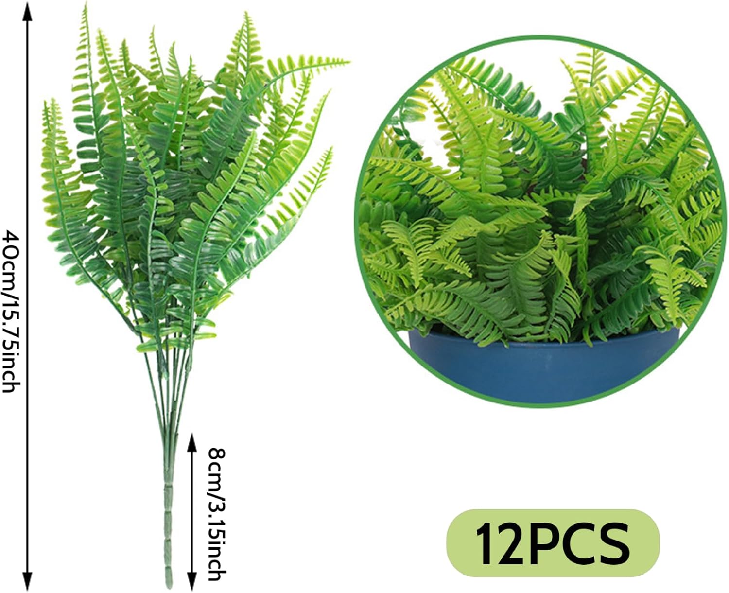 12 Bundle Artificial Ferns for Outdoor Decor