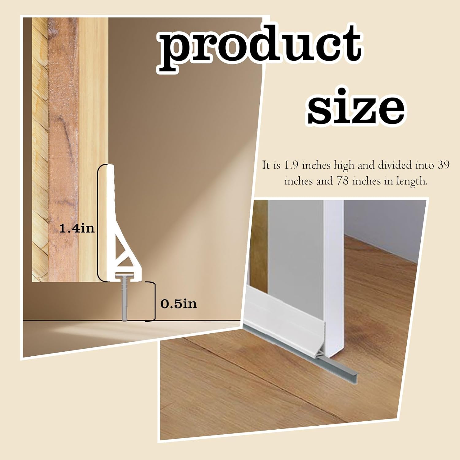 Door Draft Stopper with Brush 39 Black