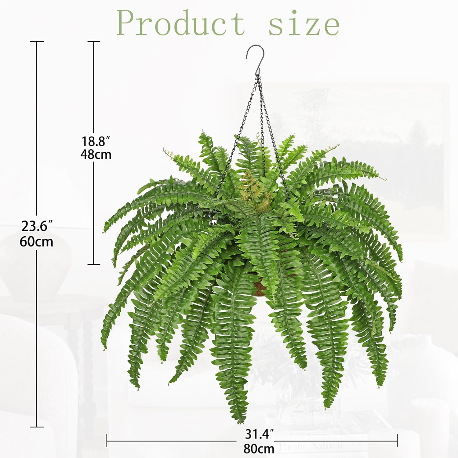 GnFlus Fake Hanging Plants Large Boston Fern Artificial Plants Outdoor Decor