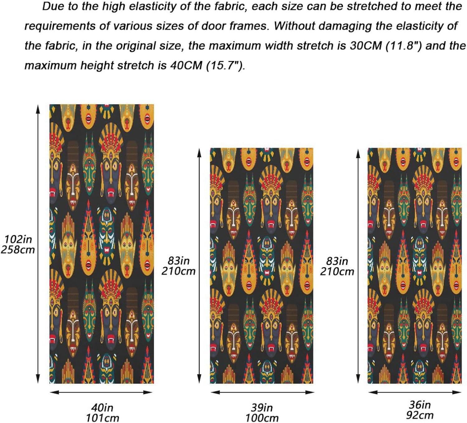 Susiyo Ethnic Masks Halloween Door Cover Stretch Fabric Door Decoration for Home Party