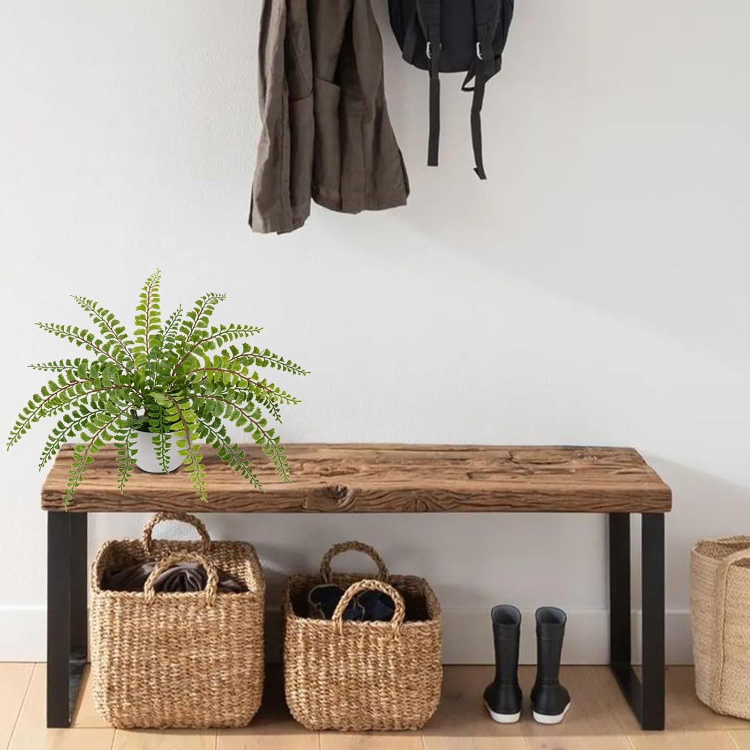 Hollyone Artificial Fern Potted Plant Indoor Outdoor
