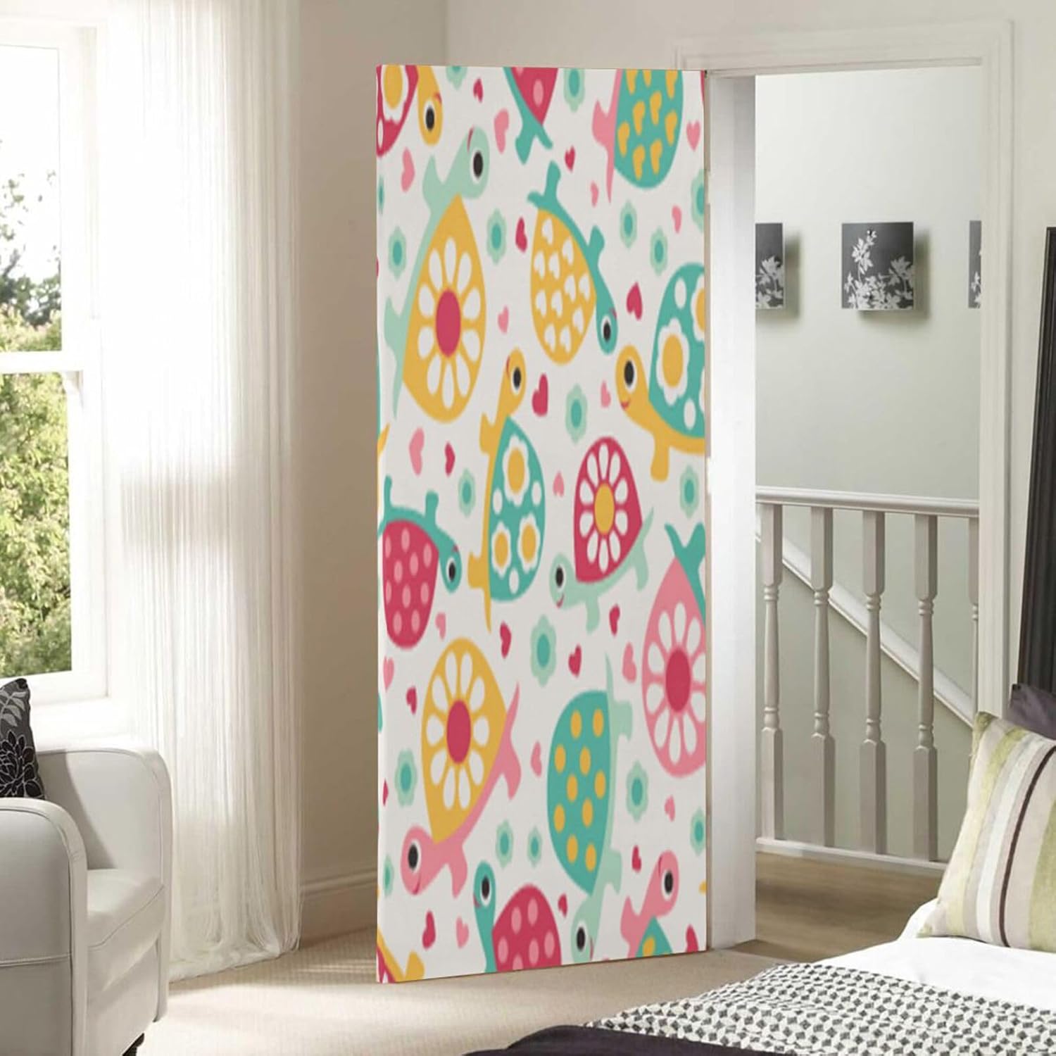 Pink Cute Turtle Halloween Door Cover - 32x79in Stretch Fabric