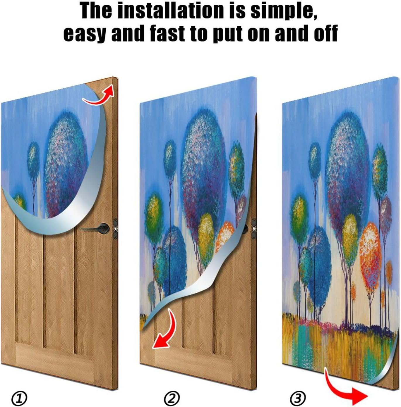 Susiyo Colorful Tree Halloween Door Cover Stretch Fabric Door Decoration for Home and Party