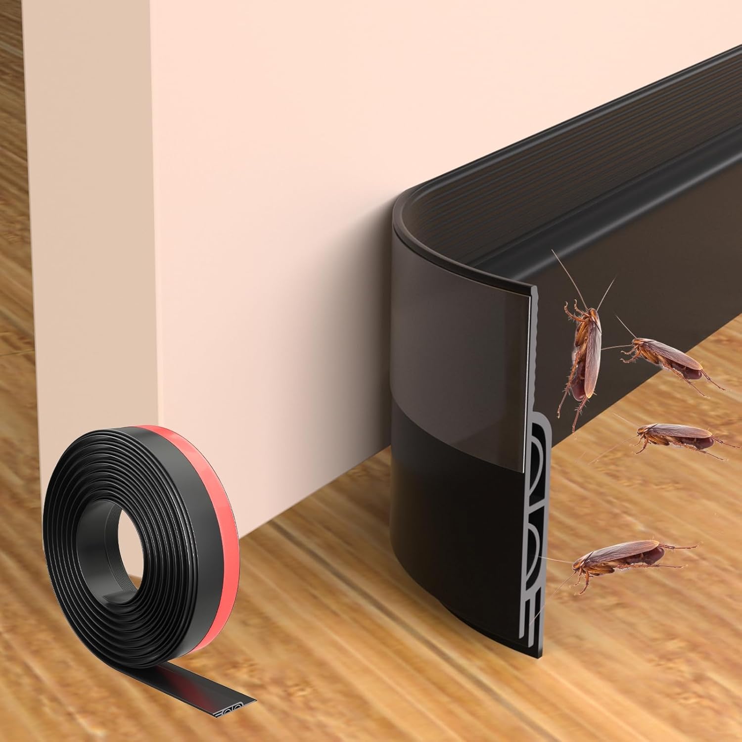ESUFEIR 78 Inch Under Door Draft Stopper Black